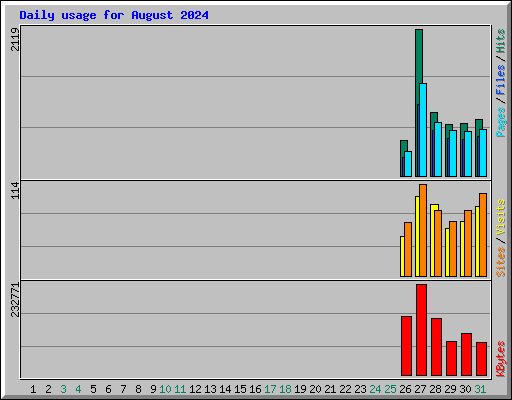 Daily usage for August 2024