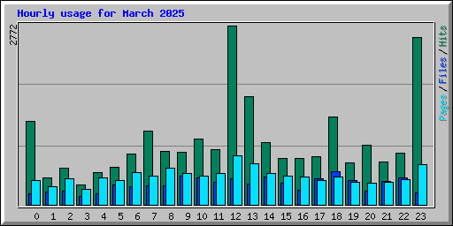 Hourly usage for March 2025